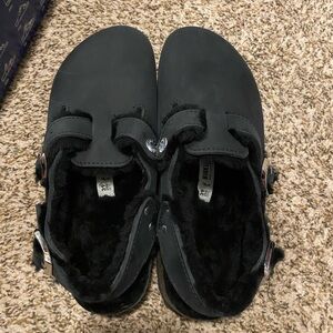 Birkenstock Black Tokio Shearling Clogs